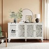 Mshliw 60" Antique Floral Carved Buffet Cabinet with Solid Wood Legs and Brass Handles, Adjustable Shelves Sideboard or TV Stand for Living Room - 2 of 4