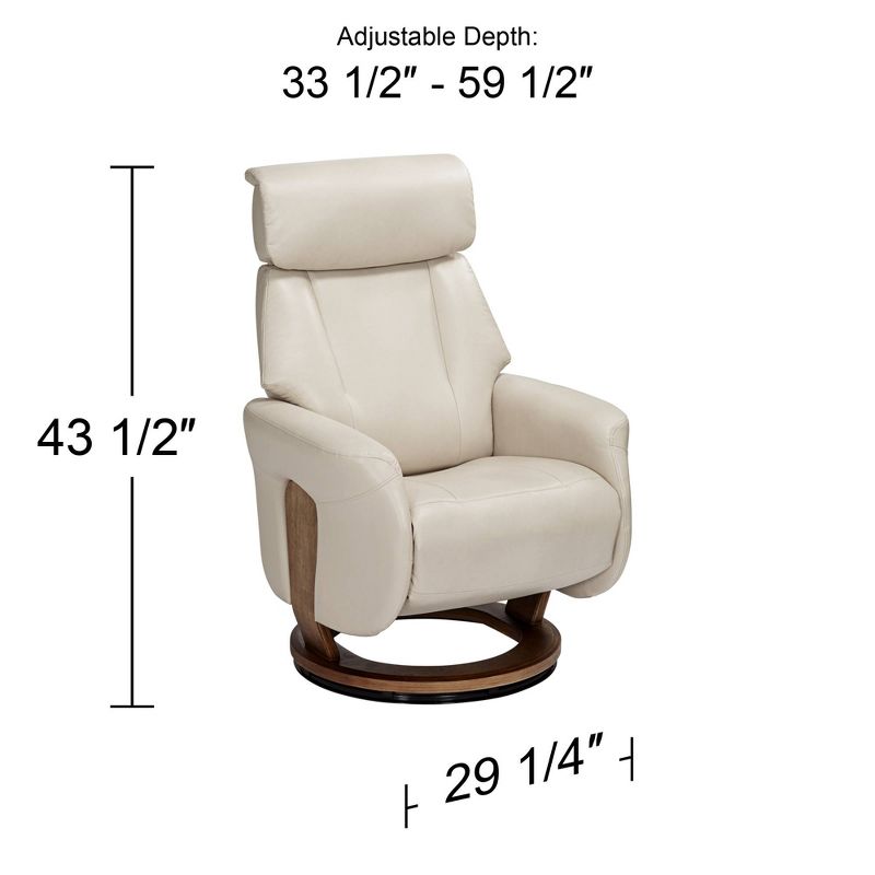 BenchMaster Taupe Faux Leather Swivel Recliner Chair Modern Armchair Comfortable Manual Reclining Footrest for Bedroom Living Room, 4 of 10