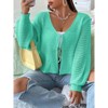 Coolmee Women's Plus Size Cardigan Top Hollow Out Open Knit Sweater Ladies Tie Front Shrug - 2 of 3