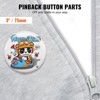 VEVOR 200 Sets 3 inch 75mm Pin Back Button Parts, DIY Round Button Badge Parts, Set Includes Metal Top, Plastic/Metal Button, Clear Film, Silver - 3 of 4