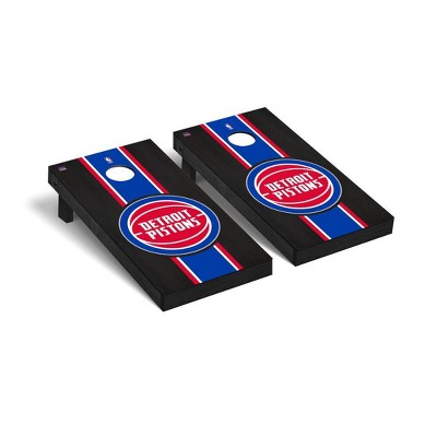 NBA Detroit Pistons Premium Cornhole Board Onyx Stained Stripe Version