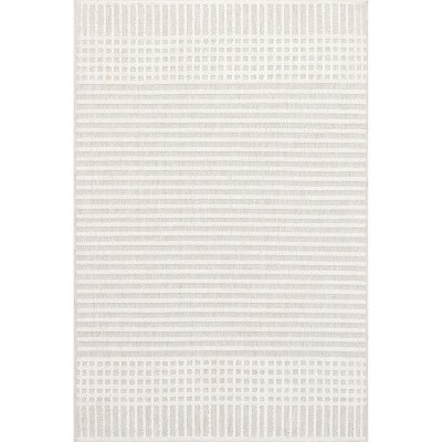 Yulia Light Grey Geometric Washable Synthetic 4' x 6' Rug