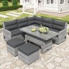 Outdoor Rattan Furniture Set, Patio Seating Group Conversation Set with Height-Adjustable Table and Recliner Seats -ModernLuxe - 2 of 4