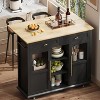 41" Kitchen Island with Drop Leaf, Rolling Island with 2 Glass Door Cabinets, 3 Open Shelves & 2 Drawers - 4 of 4