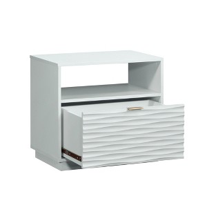 ChicFurnit Nightstand Modern Storage Table with Drawer and Open Shelf for Bedroom Use, White, 29.13"*18.5"*7.48" - 1 of 4