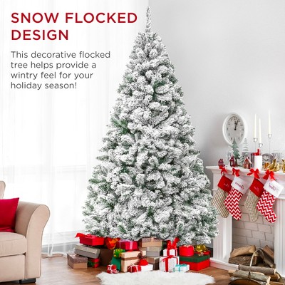 Winter Wonderland Pine Christmas Tree with Snow Flocking and Lights