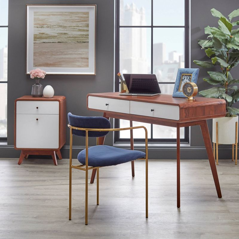 Cassie Writing Desk White/Walnut - Buylateral, 1 of 9
