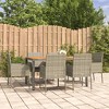 vidaXL 7 Piece Patio Dining Set with Cushions Gray Poly Rattan - 59.1" Table Length 6 Chairs - 2 of 4