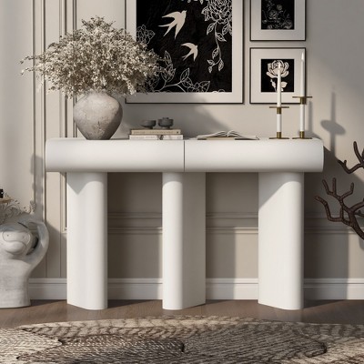 NicBex Modern Painted Console Table with 2 Curved Drawers & 3 Geometric Legs,Narrow Entryway Table Foyer Tables for Hallway,Living Room