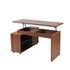 55" L-Shaped Versatile Office Desk,Modern Height Adjustable Extendable Computer Desk with Drawer & Storage Cabinet,MDF Desk for Home-Coolbibila - 3 of 4