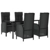 vidaXL 5-Piece Black Poly Rattan Patio Dining Set - Weather-Resistant Outdoor Garden Furniture with Tempered Glass Table and Reclining Chairs - 3 of 4