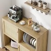 Jojoka Coffee Bar Cabinet,Wood Sideboard Cabinet with Sliding Door,Buffet Cabinet with 4 Storage,Brown - 4 of 4