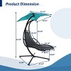 Racxily 53.15 in. Outdoor Teal Hanging Curved Lounge Chair Steel Hammocks Chaise Swing with Built-In Pillow and Removable Canopy - 2 of 4