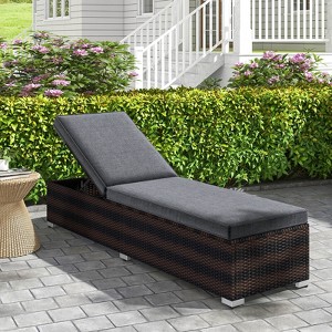 Costway 1/2 PCS Chaise Lounge with 4-level Backrest Heavy-Duty Metal Frame Seat Cushion Grey - 1 of 4