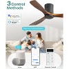 52'' Smart Ceiling Fan No Light Flush Mount Solid Wood Ceiling Fan with Voice & App & Remote Control for Bedroom/Farmhouse/Patio/Indoor - 2 of 4