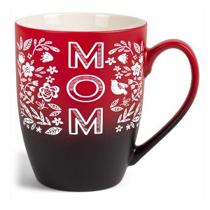 Elanze Designs Mother's Day Appreciation Coffee Cup Mug 12 Ounce Ceramic With Ombre Gradient Mom Floral Pattern Red and Black - 1 of 4
