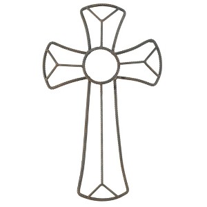 Dicksons Open Dimensional Design Rough Texture Distressed Finish Black 16.5 x 9.75 Metal Wall Cross Decoration - 1 of 2