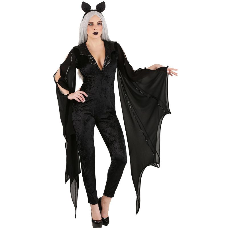 HalloweenCostumes.com Women's Midnight Bat Costume, 3 of 4