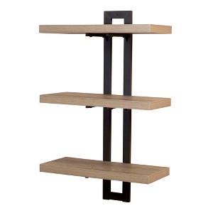 Jamestown 3 Tier Wall Shelf with Single-Hole Mount Ashwood Rustic Wood Grain and Black Metal - 1 of 4