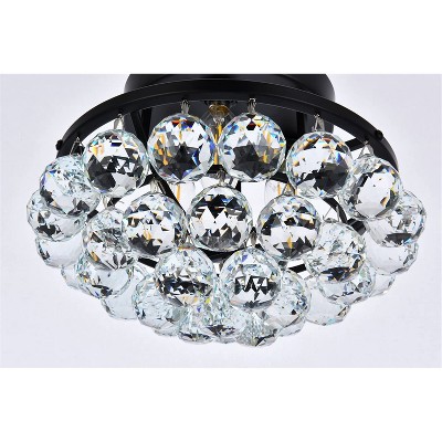 Corona 10" Matte Black and Crystal Flush Mount Light