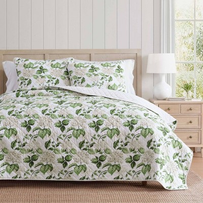 Martha Stewart King Quilt Set Hydrangea Floral Beige — фото 6