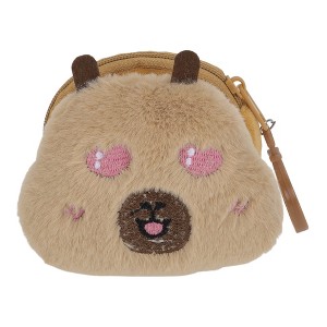 Unique Bargains Round Coin Purse Wallet Brown 1 Pc - 1 of 4
