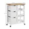 HOMCOM Rolling Kitchen Island Cart, Bar Serving Cart with Drawers, White - 3 of 4