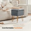 MAYEERTY Vanity Stool with Storage Faux Fur Soft Padded 4 Metal Legs - 2 of 4