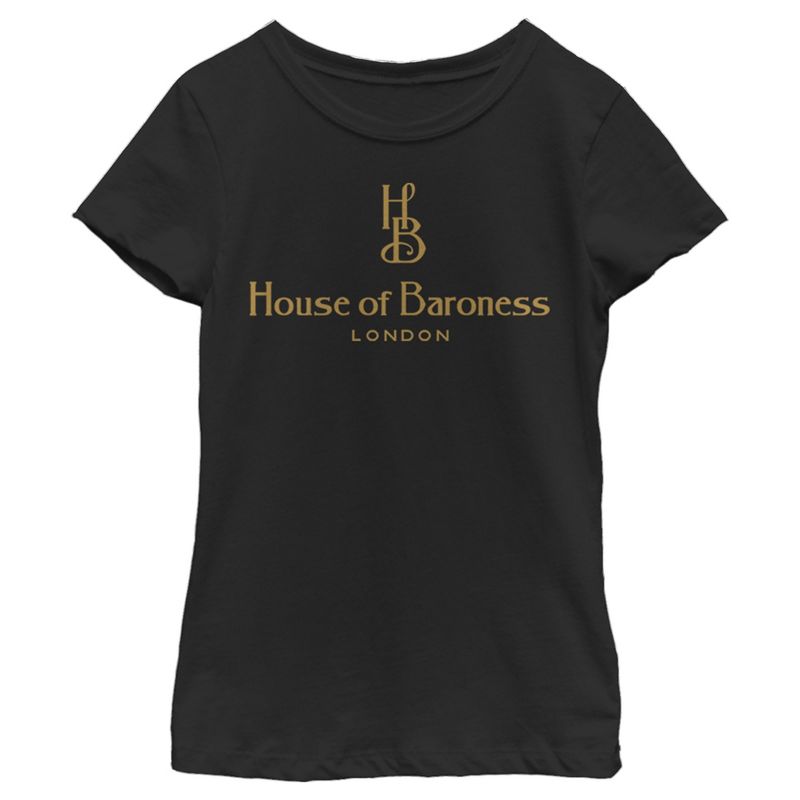 Girl's Cruella House of Baroness London Logo Gold T-Shirt, 1 of 5