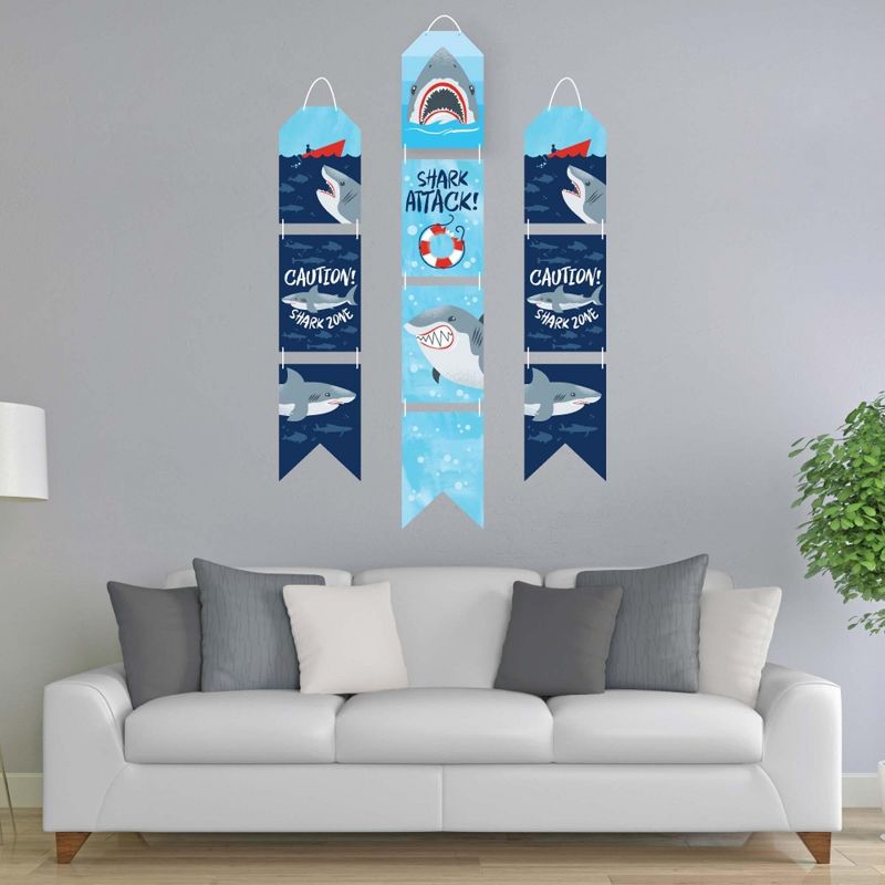 Big Dot of Happiness Shark Zone - Hanging Vertical Paper Door Banners - Jawsome Shark Party or Birthday Party Wall Decoration Kit - Indoor Door Decor, 2 of 8