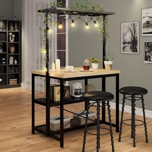 Multi-Functional Kitchen Island with Storage – Heavy-Duty Wood & Metal Design, Microwave Shelf, 3-Tier Shelves, 5 Hooks, Coffee Bar Convertible - 1 of 4