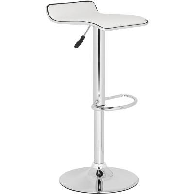 White Faux Leather Adjustable Swivel Bar Stool with Chrome Base