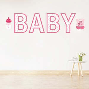 Big Dot of Happiness It's a Girl - Peel and Stick Pink Baby Shower Standard Banner Wall Decals - Baby - 1 of 4