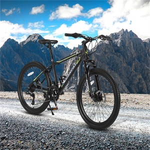 VASIP 24 Inch Mountain, Shimano 21 Speed Steel Frame Mountain Bicycle with Dual Disc Brakes and Front Suspension MTB for Boys and Girls - 1 of 4