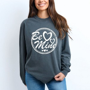 Simply Sage Market Women's Be Mine Circle Long Sleeve Garment Dyed Tee - 1 of 4