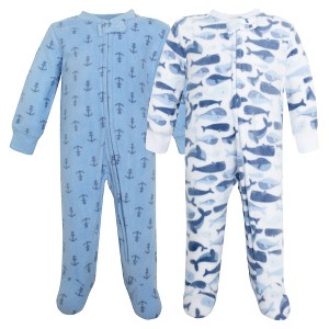 Hudson Baby Infant Boys Fleece Sleep and Play, Cute Whales - 1 of 4