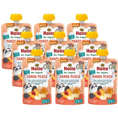 Holle Organic Peach Panda Baby Food - Case of 12/3.5 oz