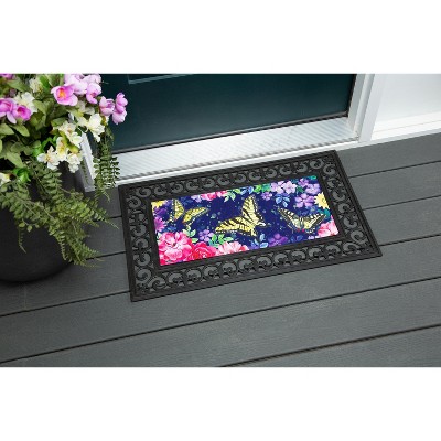 Evergreen Midnight Butterfly Sassafras Indoor Outdoor Switch Doormat 1'10"x10" Multicolored