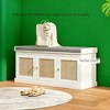 ORRD Shoe Storage Bench with Woven Rattan Door & Cushion, Boho Style Organizer for 9 Pairs of Shoes - 2 of 4