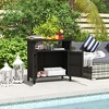 Outsunny Wicker Outdoor Storage Cabinet, Rattan Outdoor Towel Storage Unit with Two Doors, Shelf, Metal Top for Pool, Garden, Porch - 3 of 4