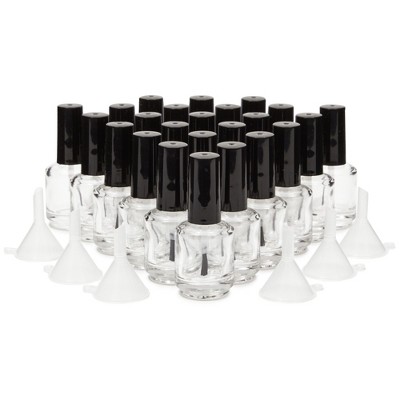 Okuna Outpost 30 Piece Empty Nail Polish Bottles with Brush Cap and Plastic Funnels, 15 ml Each