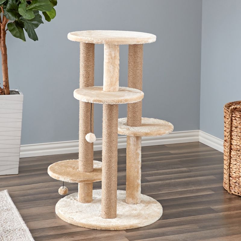Two by Two Manchester - Beige Scratching Post Cat Furniture - 36.2 in. Tall, 1 of 13