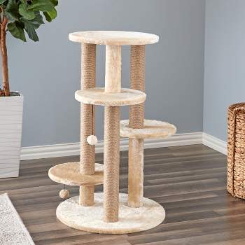 Two by Two Manchester - Beige Scratching Post Cat Furniture - 36.2 in. Tall