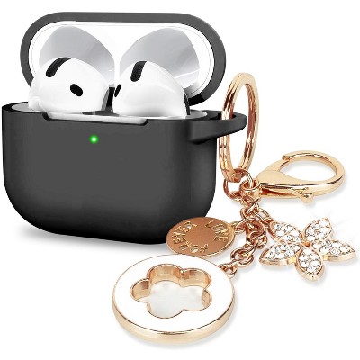BONGEEK Silicone Apple Airpods 4th Generation - VOTILE 2024 Bling Cover with Keychain, Earbuds Charging Accessory for Women Girls - Black