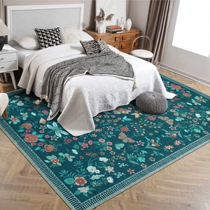 Area Rugs Modern Floral Rug for Living Room Bedroom,Low Pile Area Rugs Machine Washable Large Carpet for Dining Room Playroom Home Office Decor - 1 of 4