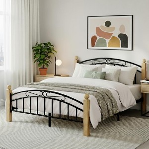 Metal Platform Bed Frame with Headboard, 10" Under-Bed Storage, Noise-Free, No Box Spring Needed - 1 of 4