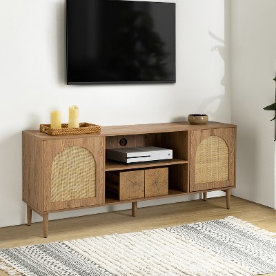 Norbert  TV Stand for TVs up to 65" OAK with Push-to-open Doors | KARAT HOME