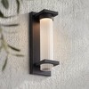 Possini Euro Design Kathleen 14" High Modern Outdoor Wall Light Fixture Mount Porch House Exterior LED Bulb Weatherproof Sand Black Metal Glass Shade - 2 of 4