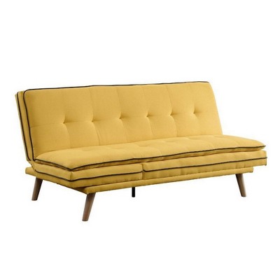 Adjustable Sofa with Tufted Seat and Angled Legs Yellow - Benzara