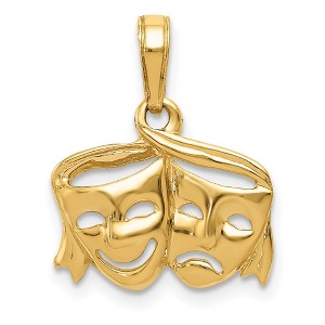 Black Bow Jewelry 14k Yellow Gold Satin Polished Comedy and Tragedy Pendant - 1 of 4